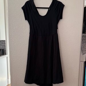 Pact Fit & Flare Crossback Black Dress